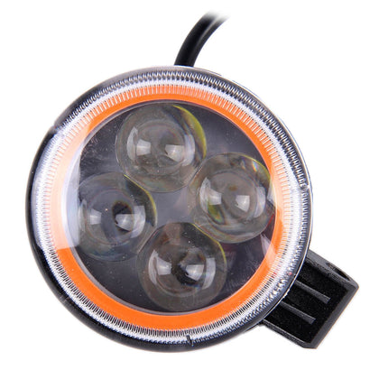 10W 6000K 800LM 4 LED White Motorcycle Headlight Lamp with Red Angle Eye Lamp, DC 9-36V