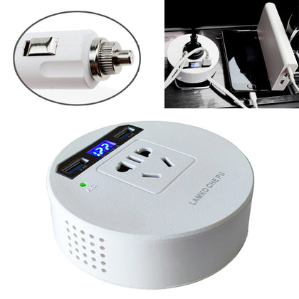 120W DC 12V to AC 220V Car Multi-functional Power Inverter 2 USB Ports Charger Adapter (White)