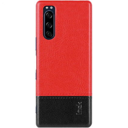 For Sony Xperia 5 IMAK Ruiyi Series Concise Slim PU + PC Protective Case with Explosion-proof Screen Protector(Black+Red)