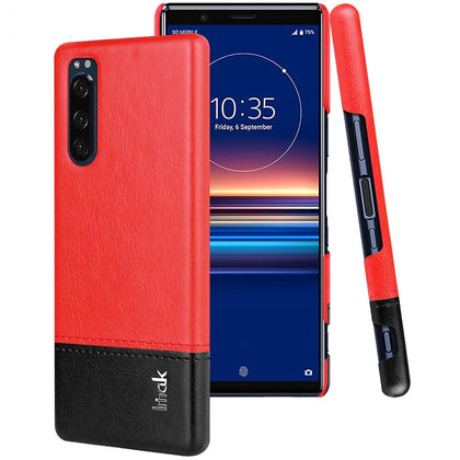 For Sony Xperia 5 IMAK Ruiyi Series Concise Slim PU + PC Protective Case with Explosion-proof Screen Protector(Black+Red)
