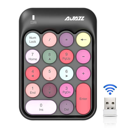 Ajazz AK18 2.4G Mini Wireless Mixed Color Keys Numeric Keyboard (Black)
