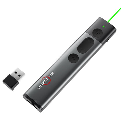 ASiNG A7 2.4GHz Wireless Green Laser Presenter PowerPoint Clicker Representation Remote Control Pointer, Control Distance: 100m