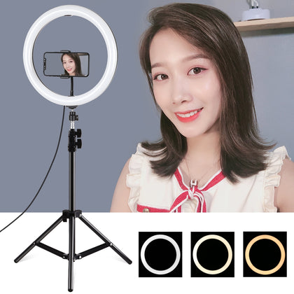 1.1m Tripod Mount +  11.8 inch 30cm Curved Surface USB 3 Modes Dimmable Dual Color Temperature LED Ring Vlogging Video Light  Liv