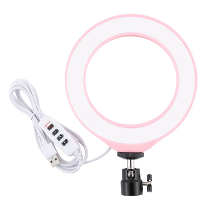 4.7 inch 12cm USB 3 Modes Dimmable LED Ring Vlogging Photography Video Lights  with Cold Shoe Tripod Ball Head(Pink)