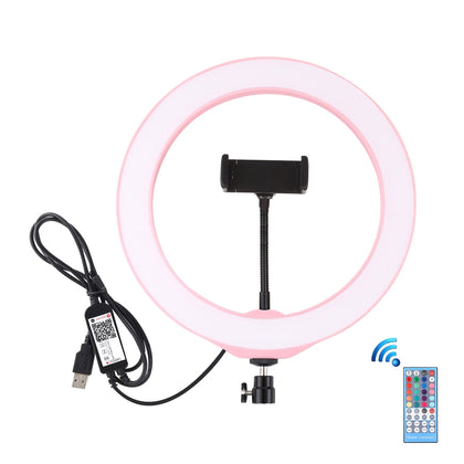 10.2 inch 26cm USB RGBW Dimmable LED Ring Vlogging Photography Video Lights with Cold Shoe Tripod Ball Head & Remote Control & Ph