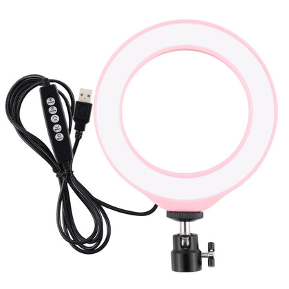 6.2 inch 16cm USB 10 Modes 8 Colors RGBW Dimmable LED Ring Vlogging Photography Video Lights with Cold Shoe Tripod Ball Head(Pink