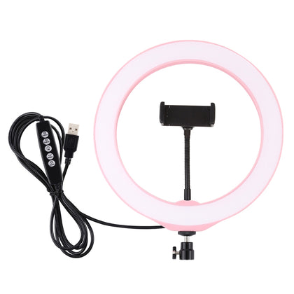 10.2 inch 26cm USB 10 Modes 8 Colors RGBW Dimmable LED Ring Vlogging Photography Video Lights with Cold Shoe Tripod Ball Head & P