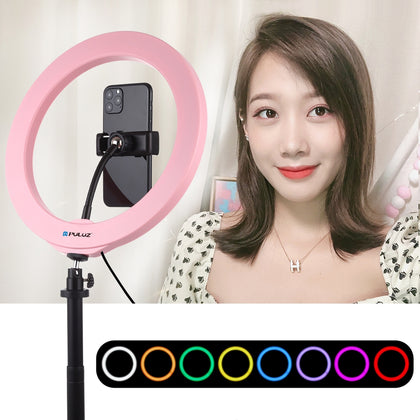 10.2 inch 26cm USB 10 Modes 8 Colors RGBW Dimmable LED Ring Vlogging Photography Video Lights with Cold Shoe Tripod Ball Head & P