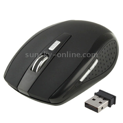 2.4 GHz 800~1600 DPI Wireless 6D Optical Mouse with USB Mini Receiver, Plug and Play, Working Distance up to 10 Meters (Black)