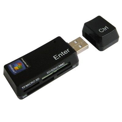 Mini Card Reader / Writer, Support Card: SD/MMC, MS, TF, M2(Black)