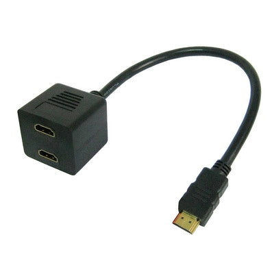 30cm HDMI Splitter Adapter Y Verteiler Stecker mit 2 Kupplung Gel (Gold Plated)(Black)