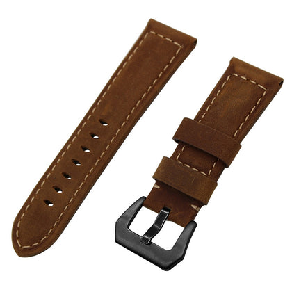 Frosted leather large black buckle For  Huawei Watch GT / Watch 2 Pro Watch strap(Dark brown)