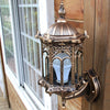 Outdoor Bronze Antique Exterior Wall Light Fixture Aluminum Glass Lantern Garden Lamp