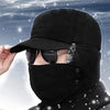 3 in 1 Winter Warm Facemask Cap, Bomber Hat with Full Face Ear Flap, Men Trapper hat with Fur Lined Black Aviator Hat