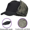 3 in 1 Winter Warm Facemask Cap, Bomber Hat with Full Face Ear Flap, Men Trapper hat with Fur Lined Black Aviator Hat
