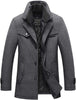 Men's Gentle Layered Collar Single Breasted Quilted Lined Wool Blend Pea Coats