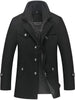 Men's Gentle Layered Collar Single Breasted Quilted Lined Wool Blend Pea Coats
