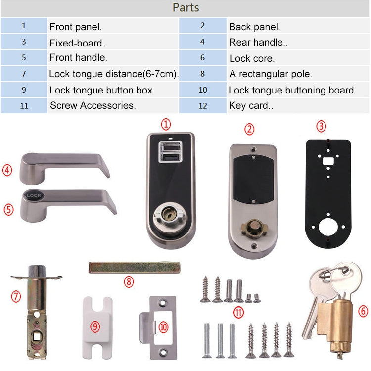 OS8818F Optical Fingerprint Door Lock, Replaceable Ball Lock, Zinc Alloy Material, with Mechanism Keys(Silver)