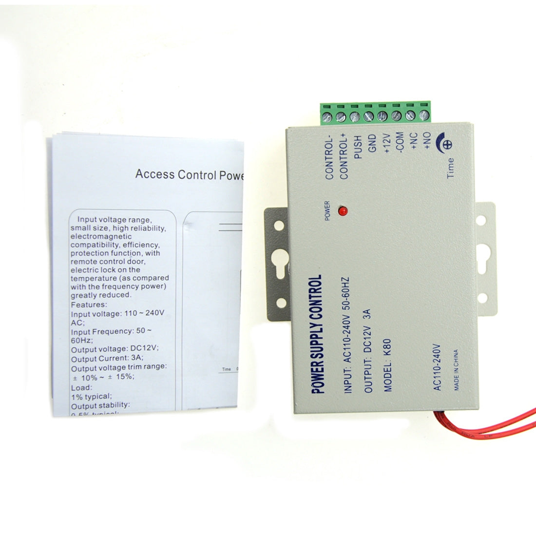 YC-1020 Access Control Power Supply For 0-15 Seconds Delay Electric Locks, AC 110-240V