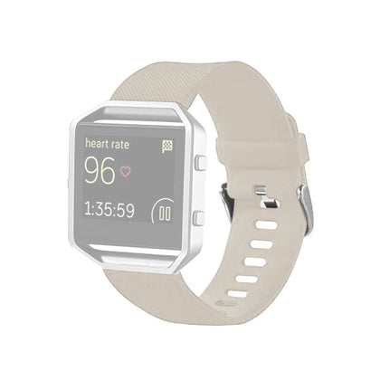 For Fitbit Blaze Watch Oblique Texture Silicone Watchband, Large Size, Length: 17-20cm(Beige)
