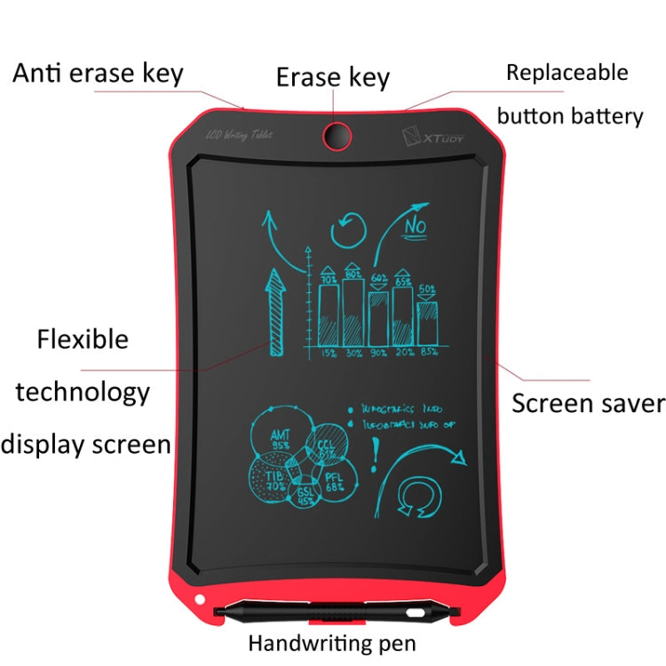 WP9309 8.5 inch LCD Monochrome Screen Writing Tablet Handwriting Drawing Sketching Graffiti Scribble Doodle Board for Home Office Writing Drawing(Red)