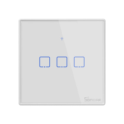 Sonoff T2 Touch 86mm Tempered Glass Panel Wall Switch Smart Home Light Touch Switch, Compatible with Alexa and Google Home, AC 100