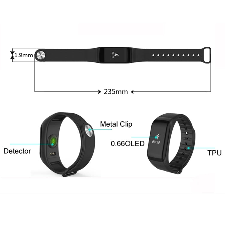 TLWT1 0.66 inch OLED Display Bluetooth Smart Bracelet, IP66 Waterproof, Support Heart Rate Monitor / Blood Pressure & Blood Oxygen Monitor / Pedometer / Calls Remind / Sleep Monitor / Sedentary Reminder / Alarm, Compatible with Android and iOS Phones (Red
