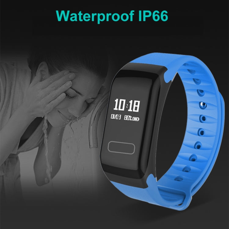 TLWT1 0.66 inch OLED Display Bluetooth Smart Bracelet, IP66 Waterproof, Support Heart Rate Monitor / Blood Pressure & Blood Oxygen Monitor / Pedometer / Calls Remind / Sleep Monitor / Sedentary Reminder / Alarm, Compatible with Android and iOS Phones (Blu