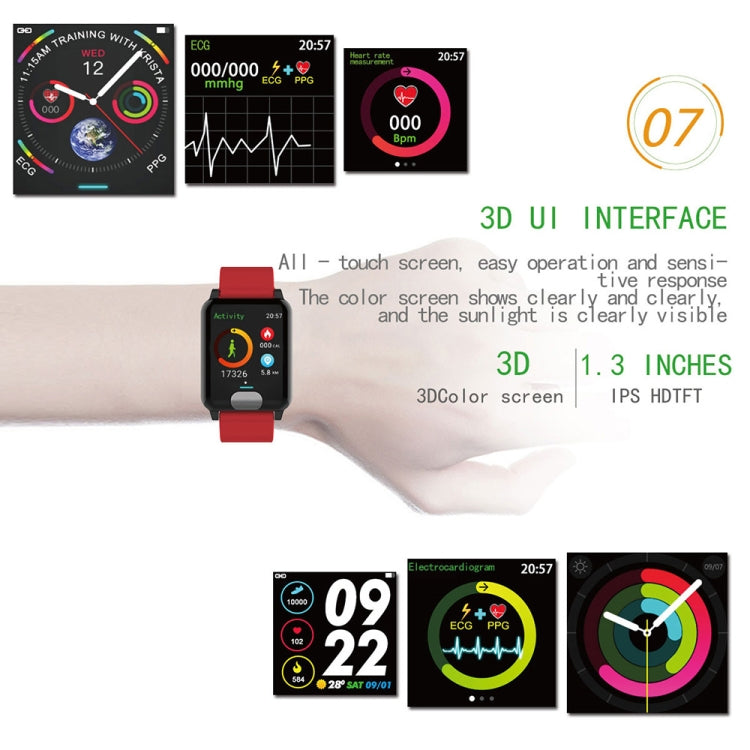 E04 1.3 inches IPS Color Screen Smart Watch IP67 Waterproof, TPU Watchband, Support Call Reminder / Heart Rate Monitoring / Blood Pressure Monitoring / Remote Care / Multiple Sport Modes (Black)
