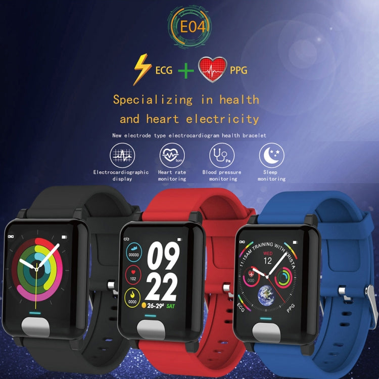 E04 1.3 inches IPS Color Screen Smart Watch IP67 Waterproof, TPU Watchband, Support Call Reminder / Heart Rate Monitoring / Blood Pressure Monitoring / Remote Care / Multiple Sport Modes (Black)