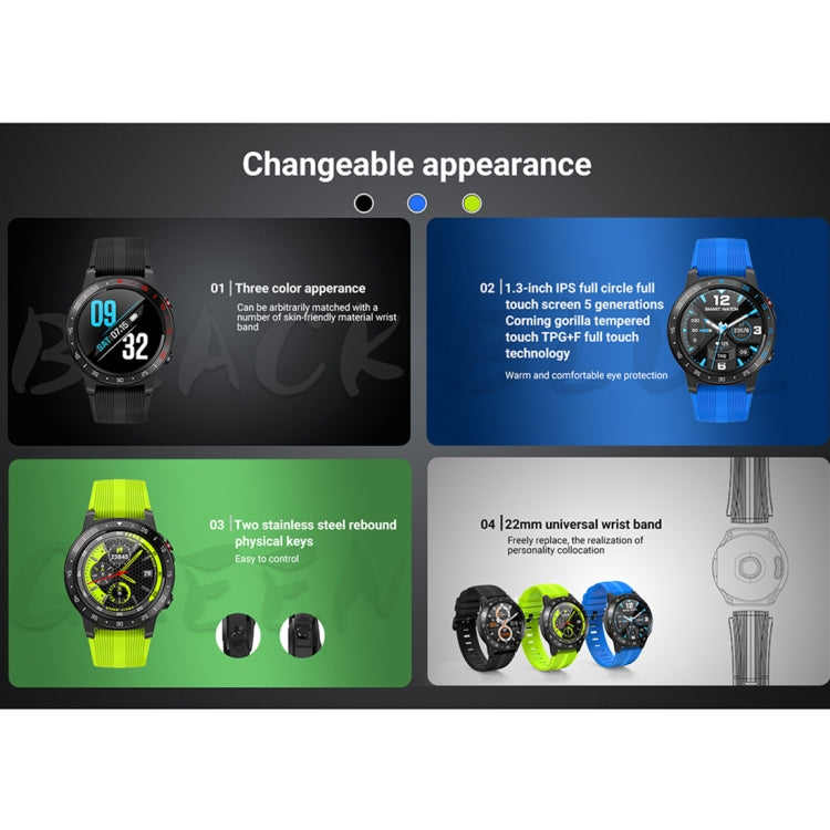 SMA-M5 1.3 inch IPS Full Touch Screen IP67 Waterproof Outdoor Sports Watch, Support Bluetooth / Call / GPS / Sleep & Blood Pressure & Heart Rate Monitor (Green)