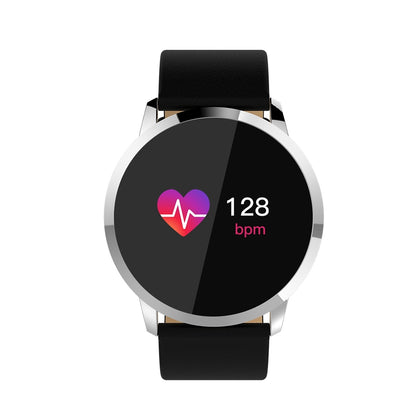 Q8A 0.95 inch OLED Screen Display Leather Strap Bluetooth Smart Watch, IP67 Waterproof, Support Remote Camera / Heart Rate Monitor
