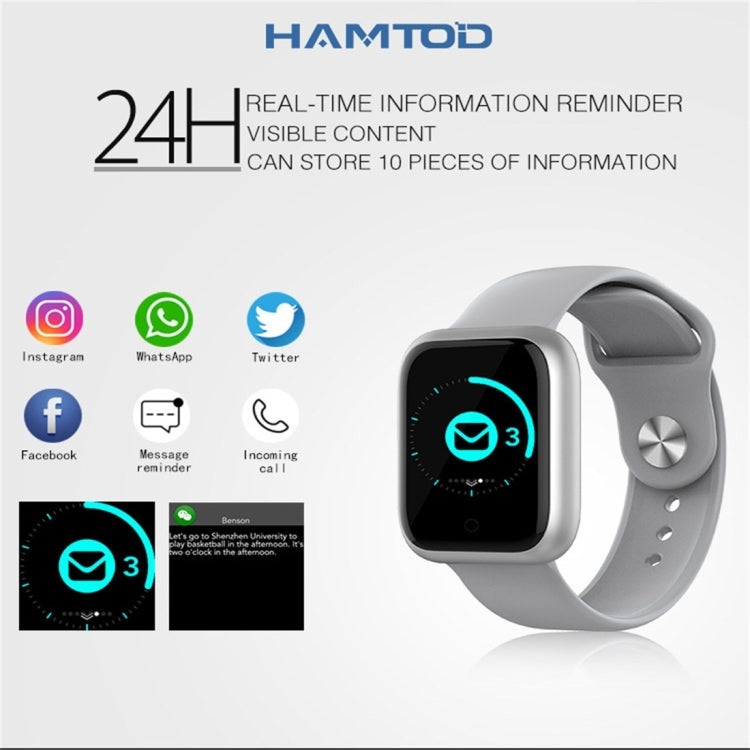 HAMTOD GT1 1.3 inch TFT Screen IP68 Waterproof Smart Watch Smart Bracelet, Support Call Reminder / Heart Rate Monitoring / Sleep Monitoring (Black)