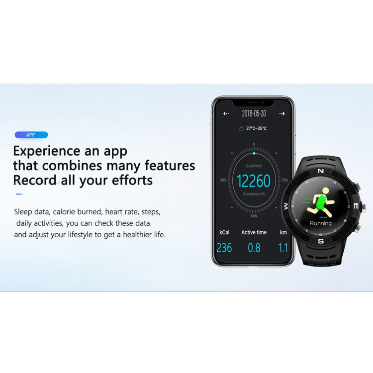 F18 1.3inch IP68 Waterproof Smartwatch Bluetooth 4.2, Support Incoming Call Reminder / Heart Rate Detection / Sleep Monitoring(Green)