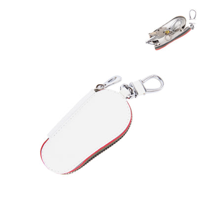 Universal Leather Crocodile Texture Waist Hanging Zipper Wallets Key Holder Bag (No Include Key)(White)