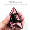 TPU One-piece Electroplating Full Coverage Car Key Case with Key Ring for Audi A4L / A6L / Q5 (Old) (Pink)