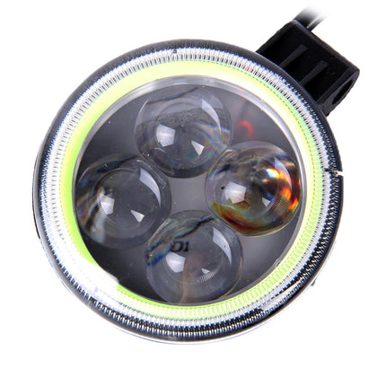10W 6000K 1500LM 4 LED White Motorcycle Headlight Lamp with Green Angle Eye Lamp, DC 9-36V