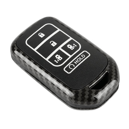 Carbon Fiber Texture Car Key Protective Cover for Honda English 4-button Electric Door (Black)