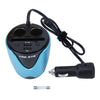 HSC YC-19D Car Cup Charger 2.1A/1A Dual USB Ports Car 12V-24V Charger with 2-Socket Cigarette, Card Socket and LED Display(Blue)