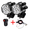 2 PCS DC 12V 4000LM 6000K 30W IP67 6 LED Lamp Beads Motorcycle Aluminum Alloy LED Headlight Lamps with Switch and Cable Hardness, Constantly Bright