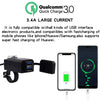 Motorcycle Waterproof QC3.0 Dual USB Fast Charger Adapter with Switch