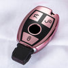 TPU One-piece Electroplating Full Coverage Car Key Case with Key Ring for Mercedes-Benz C(Pink)