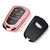 TPU One-piece Electroplating Full Coverage Car Key Case with Key Ring for Cadillac ATSL / XT5 / XTS / XT4 / CT6(Pink)
