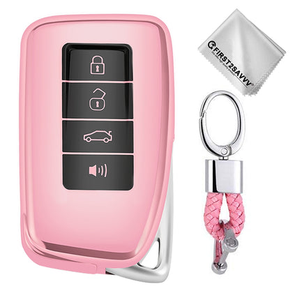 TPU One-piece Electroplating Full Coverage Car Key Case with Key Ring for LEXUS RX200T / GS / ES300 / IS / NX200 / LS / ES200 / RX