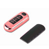 TPU One-piece Electroplating Full Coverage Car Key Case with Key Ring for Mazda 3 AXELA / CX-8 / CX-5 / CX-4 / 6 ATENZA (Pink)