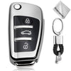 TPU One-piece Electroplating Opening Full Coverage Car Key Case with Key Ring for Audi A3 / Q3 (Silver)