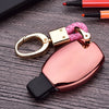 Electroplating TPU Single-shell Car Key Case with Key Ring for Mercedes-Benz C (Pink)