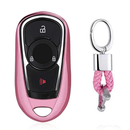 Electroplating TPU Single-shell Car Key Case with Key Ring for BUICK Hideo / VERANO / Regal / Lacrosse / Excelle / ENVISION (Pink)