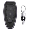 Electroplating TPU Single-shell Car Key Case with Key Ring for Ford FOCUS / KUGA / Mondeo / FIESTA (Black)