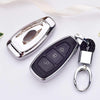 Electroplating TPU Single-shell Car Key Case with Key Ring for Ford FOCUS / KUGA / Mondeo / FIESTA (Silver)